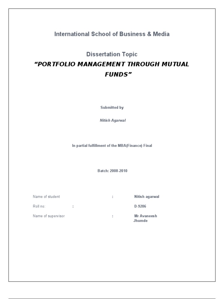dissertation report on finance pdf mutual fund analysis pdf